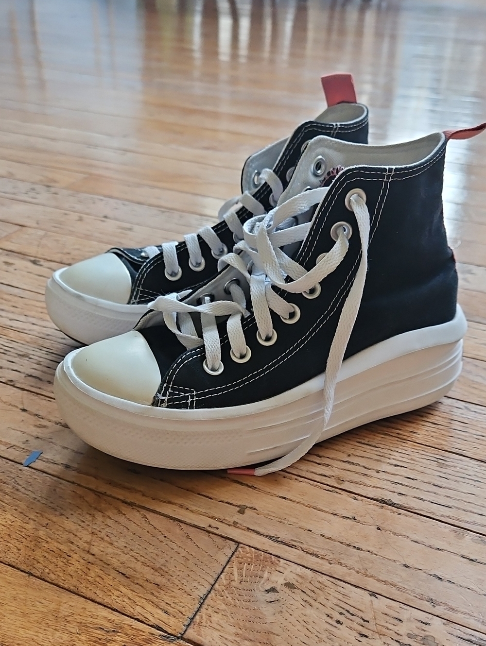 Converse Girl’s Black High-Top Platform Sneakers with White Trim